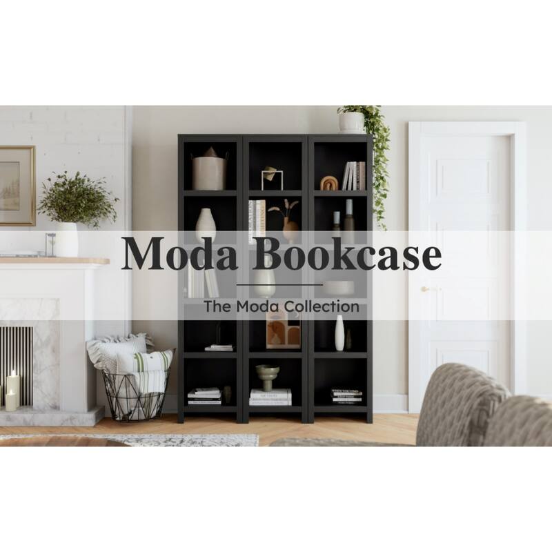 Prepac Moda 80" H 5-Tier Narrow Bookcase, Modern Storage Accent Bookshelf with 3 Adjustable Shelves for Home Office, Living Room