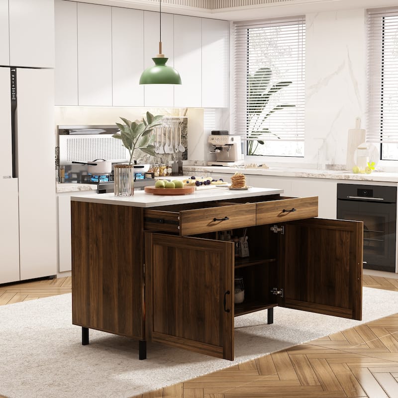 Versatile Multi-Purpose Marble Cabinet Storage Solution Kitchen Island