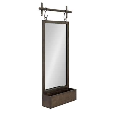 Kate and Laurel Gammons Hanging Farmhouse Wall Mirror with Lower Shelf