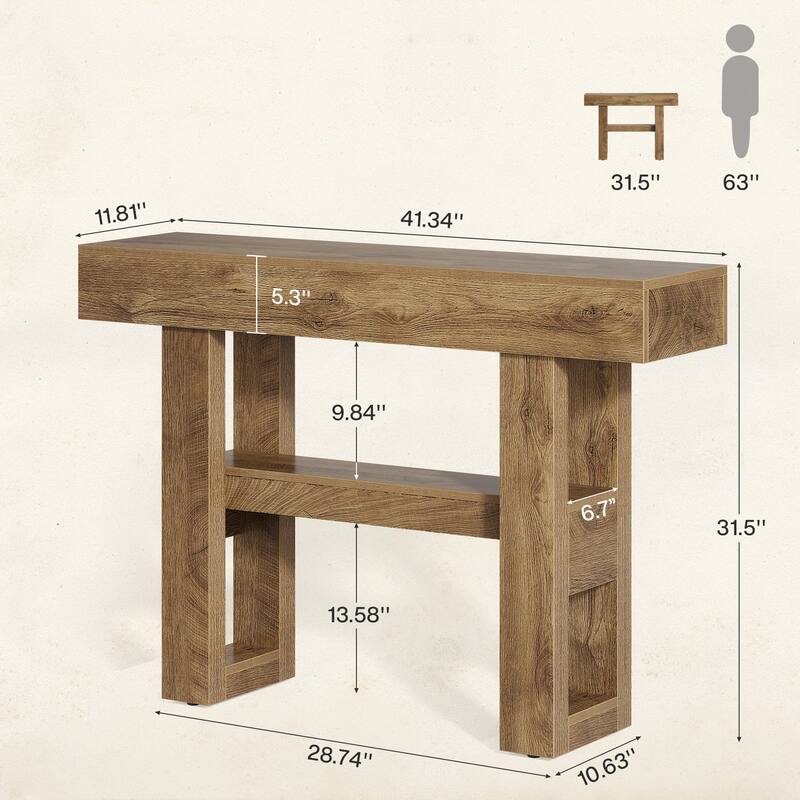 41.34'' Farmhouse Entryway Sofa Console Table with Storage Shelves