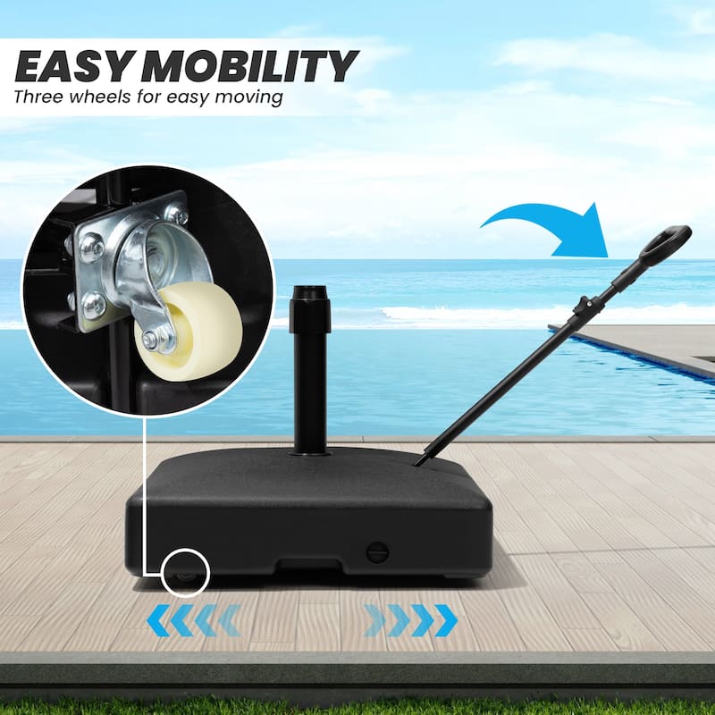 Outdoor Patio Umbrella Stand Holder Base with Wheels and Handle for Market Table Umbrella