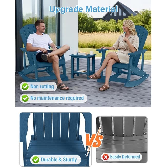WINSOON HIPS All Weather Outdoor Indoor Oversized Rocking Chair,Adirondack Rocking Chair Set of 4
