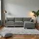 preview thumbnail 8 of 13, L-Shaped Corduroy Corner Sofa with Storage Armrest Cushions, Modular Cloud Sofa, 3-Seat Sectional Aqua French Bulldog