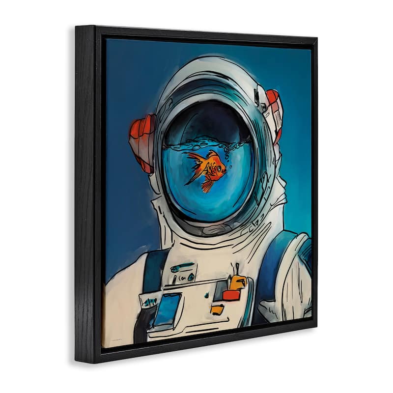 Stupell Goldfish Astronaut Suit Framed Floater Canvas Wall Art Design By Kamdon Kreations