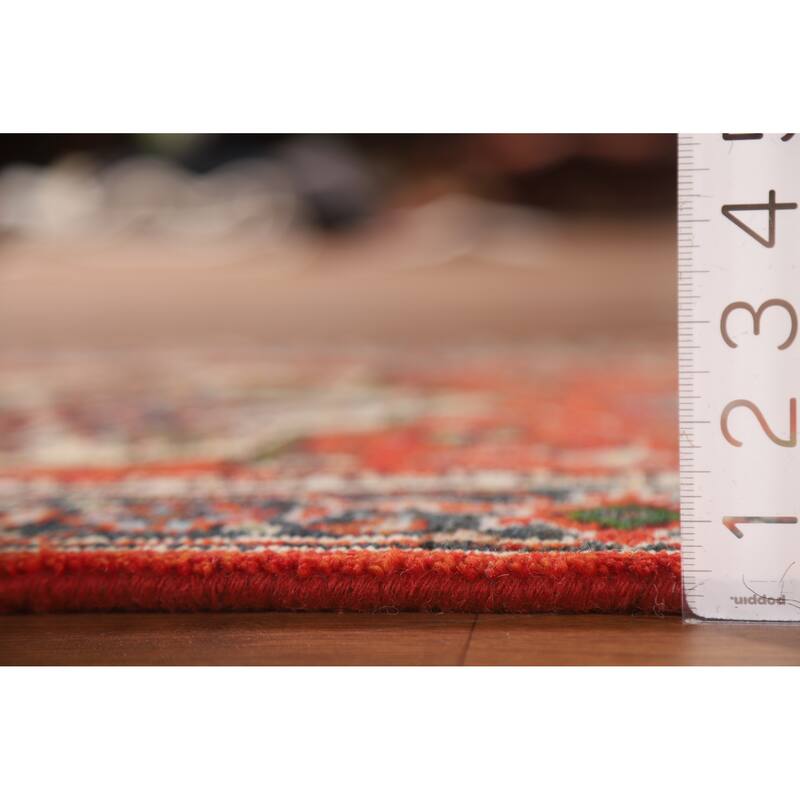 Geometric Heriz Indian Runner Rug Hand-knotted Wool Carpet - 2'7"x 8'0"
