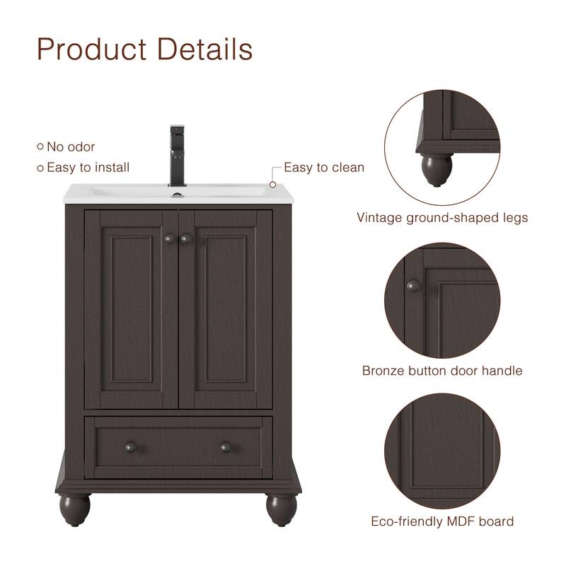 Bathroom Vanity with Sink Combo Set, Free Standing Bathroom Storage Cabinet