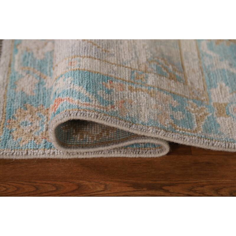 Hand Knotted Oriental 100% Wool Carpet Transitional Floral Greys & Charcoal Oushak Area Rug - 3' 0'' X 2' 0''