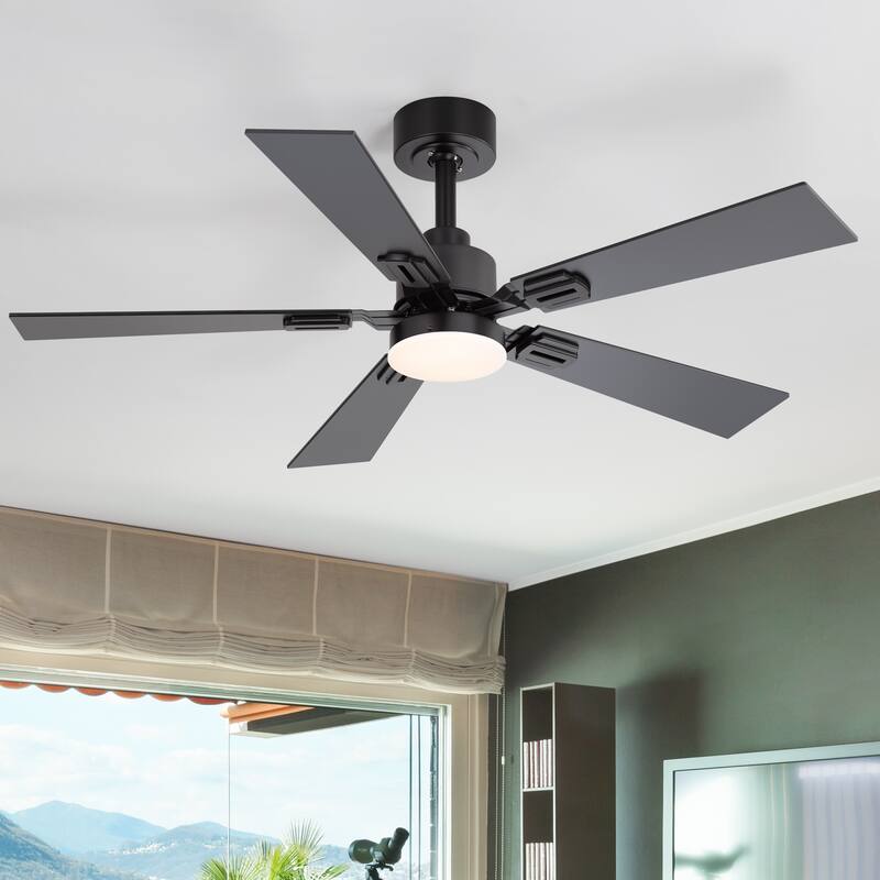 2 Set 42" Reversible 5-Blade Integrated LED Ceiling Fan with Light and Remote