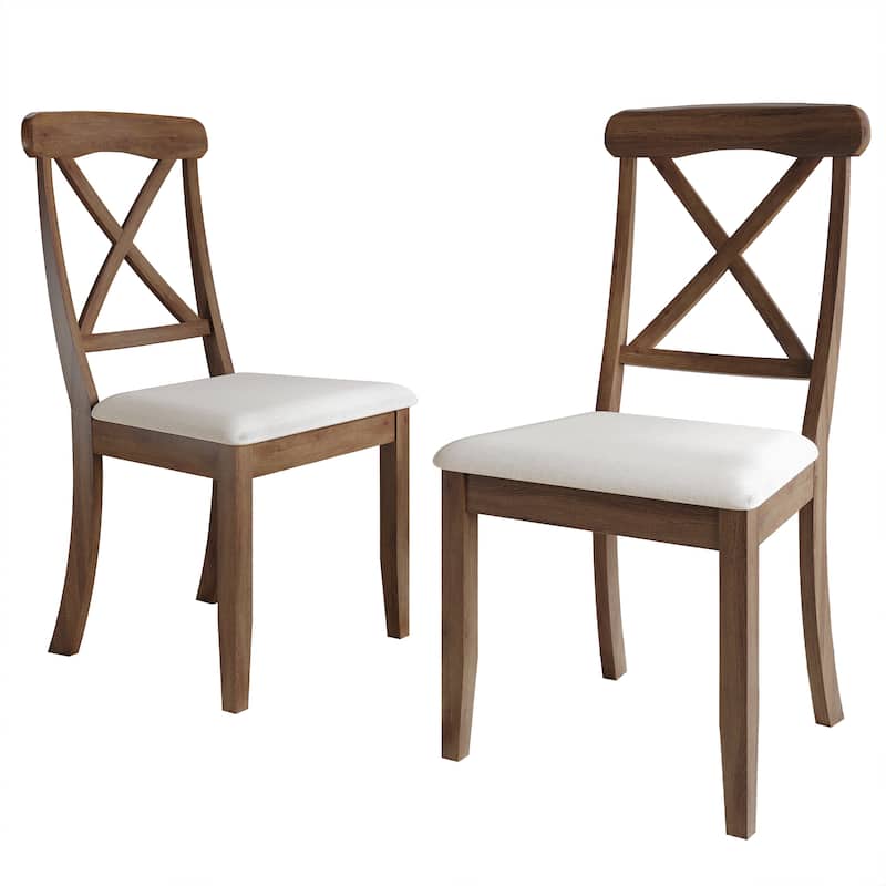 CraftPorch Farmhouse Style Wooden Dining Chairs (Set of 2) - N/A