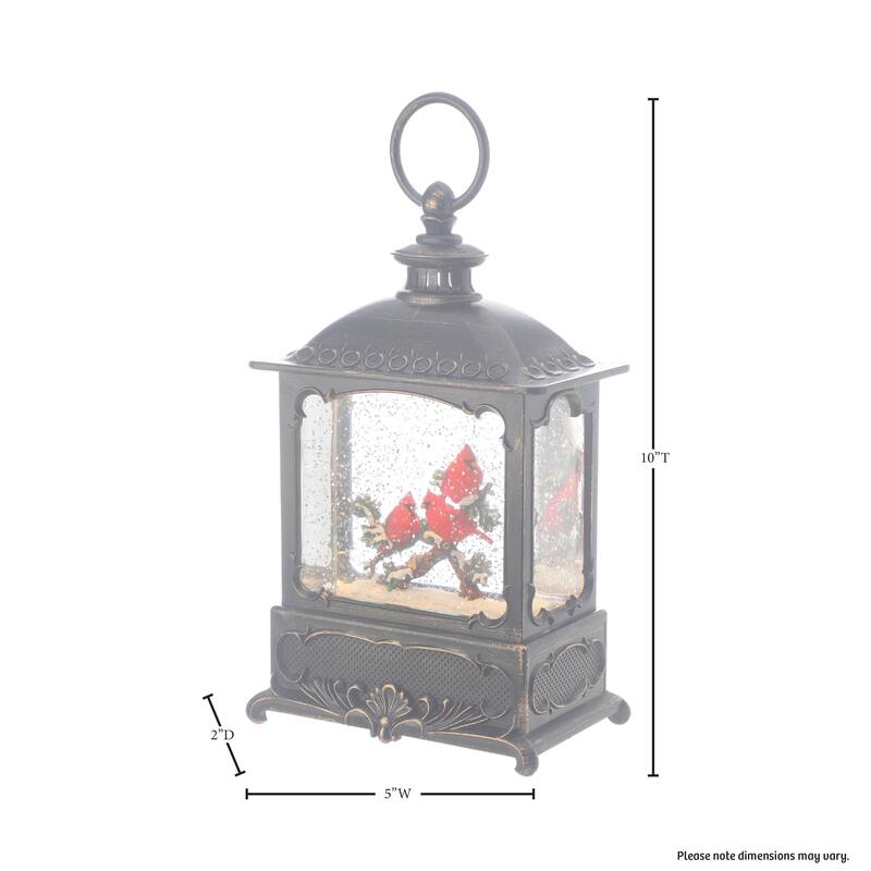 10"LED Cardinals Square Lantern Globe - 13"