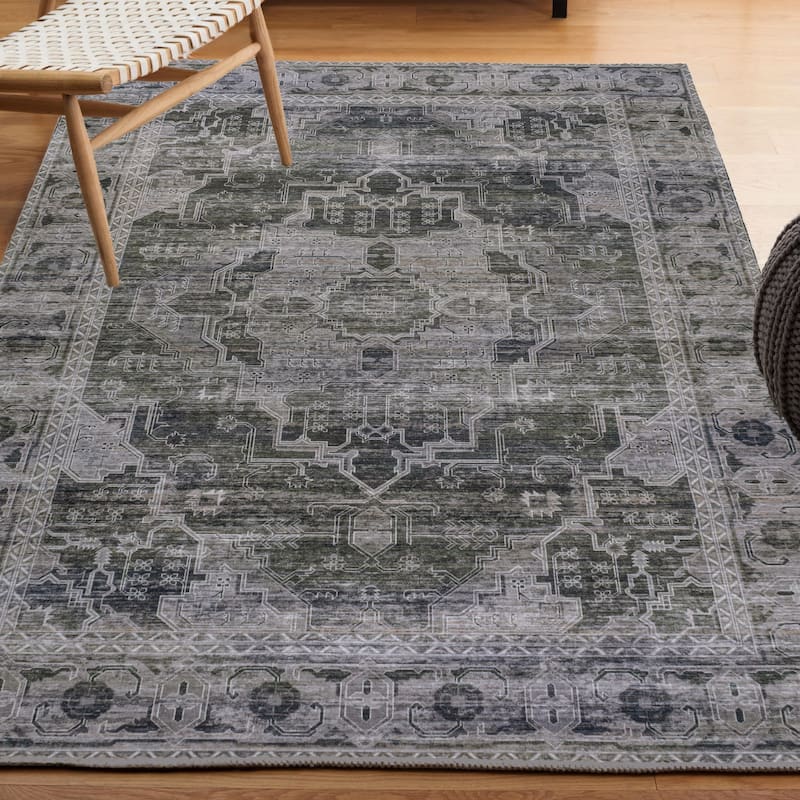 JONATHAN Y Dalyan Ornate Medallion Machine Washable Area Rug