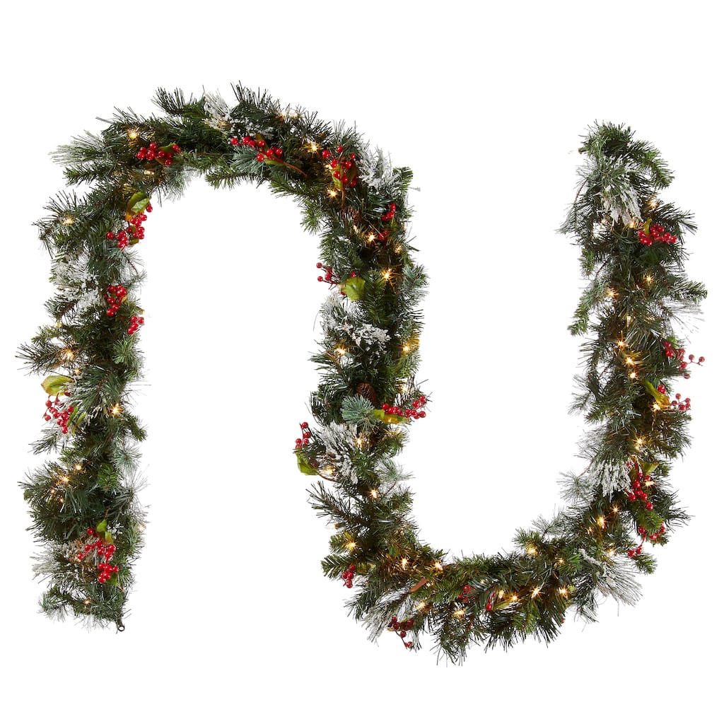 National Tree Company 9 ft. Wintry Pine Pre-lit Garland with Cones and Red Berries - 9 ft
