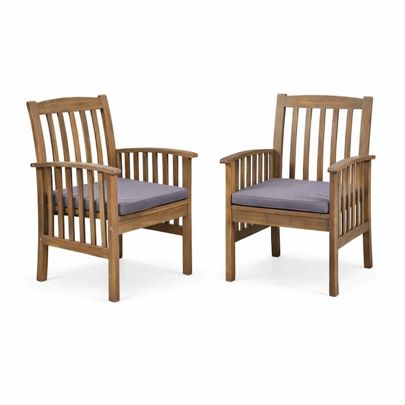 Christopher Knight Home - Solid Acacia Wood Extendable 7-Piece Outdoor Dining Set with Cushioned Chairs