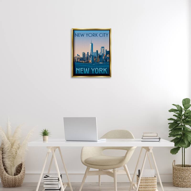 Stupell New York Landmark Skyline Framed Floater Canvas Wall Art Design By Victoria Barnes