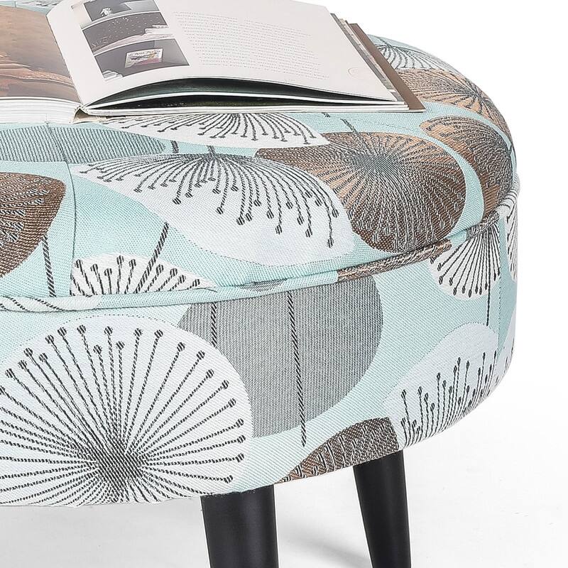 Adeco 23" Ottoman Fabric Round Foot Rest Stool