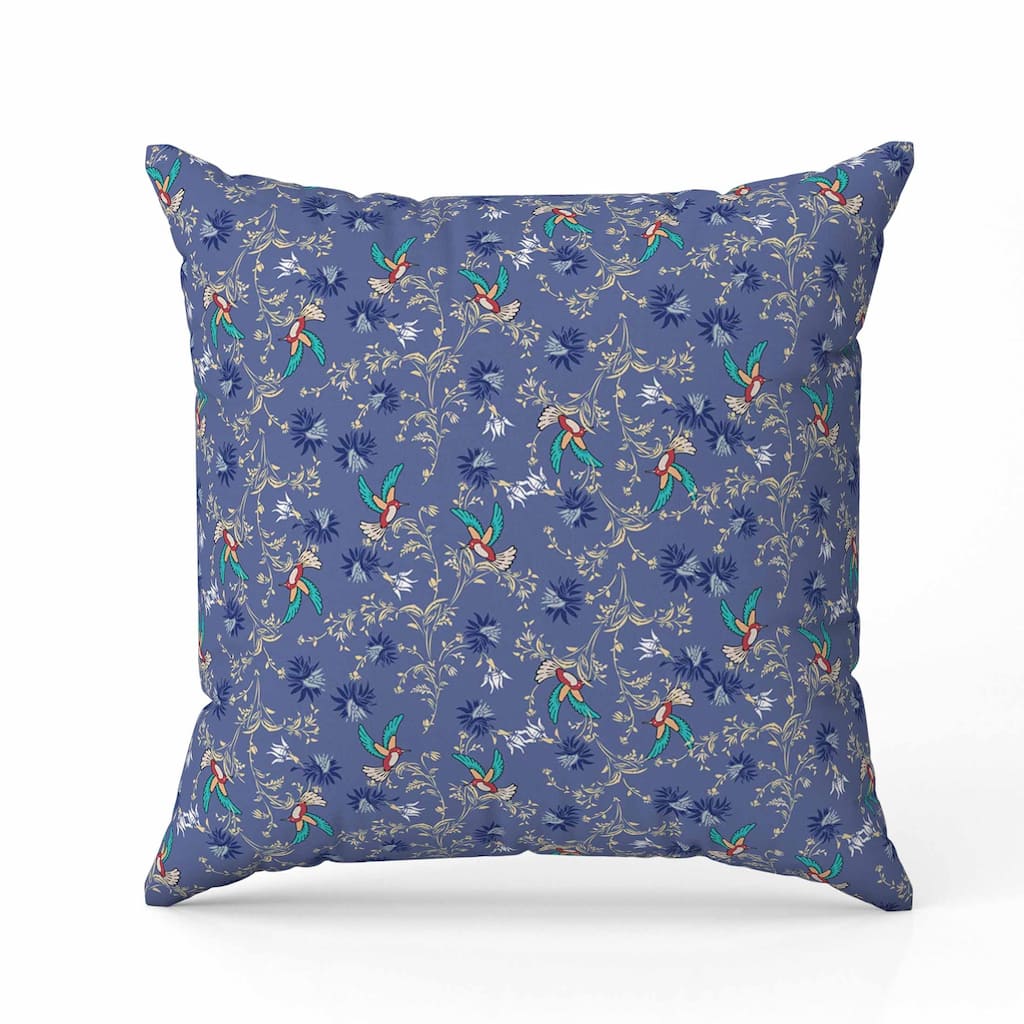 Songbird Flora Parade Indoor/Outdoor Reversible Throw Pillow Blue and Light