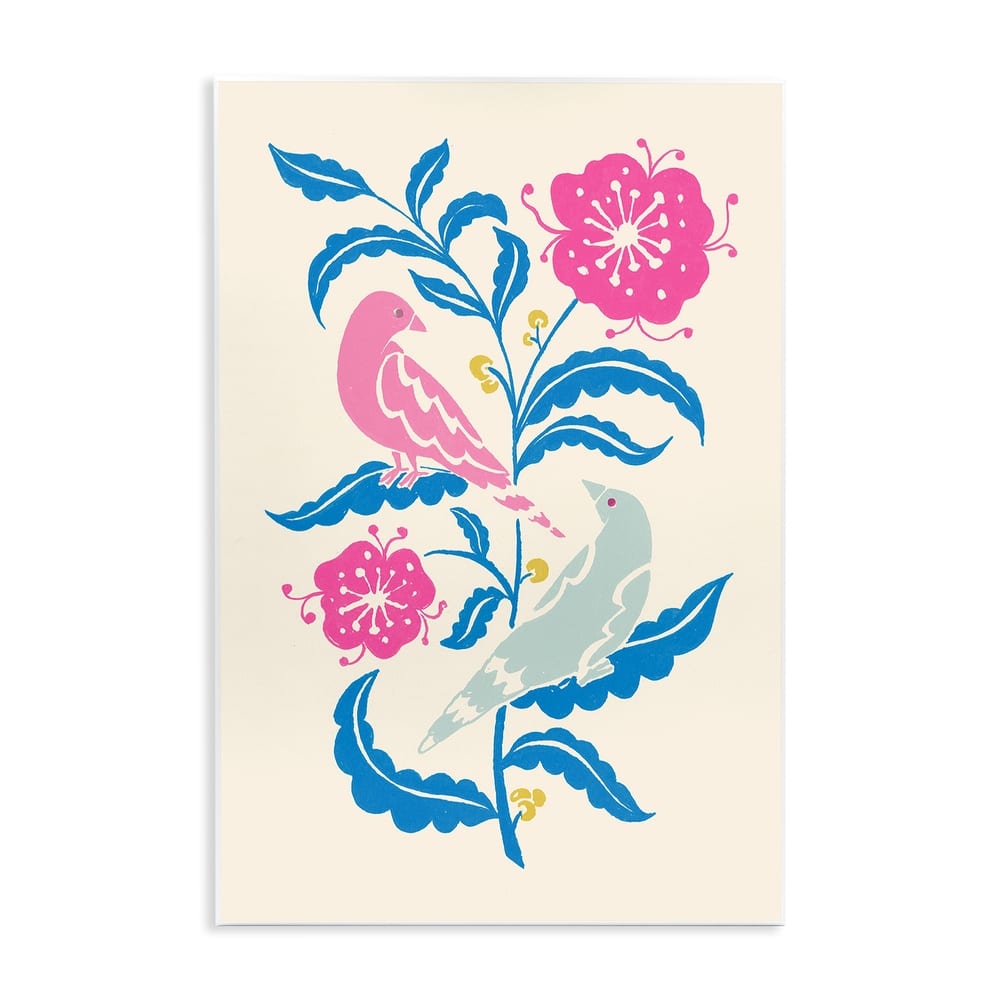 Stupell Minimal Bird Couple on Leaves Wall Plaque Art Design By Hannah Moren