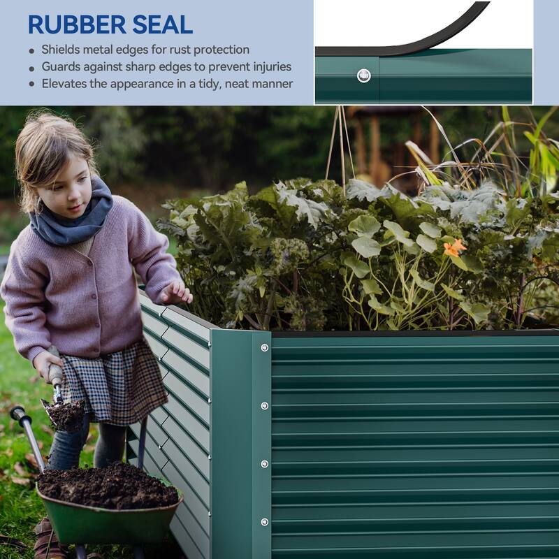 Moasis Outdoor Metal Raised Garden Bed with Gloves