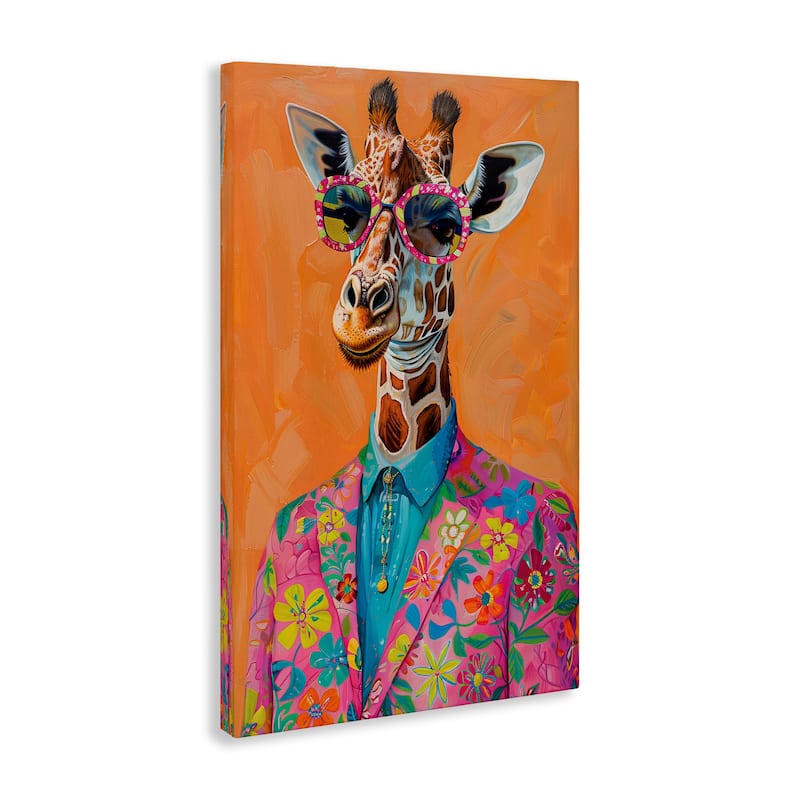Stupell Bright & Trendy Giraffe in Suit Canvas Wall Art Design By LSR Design Studio