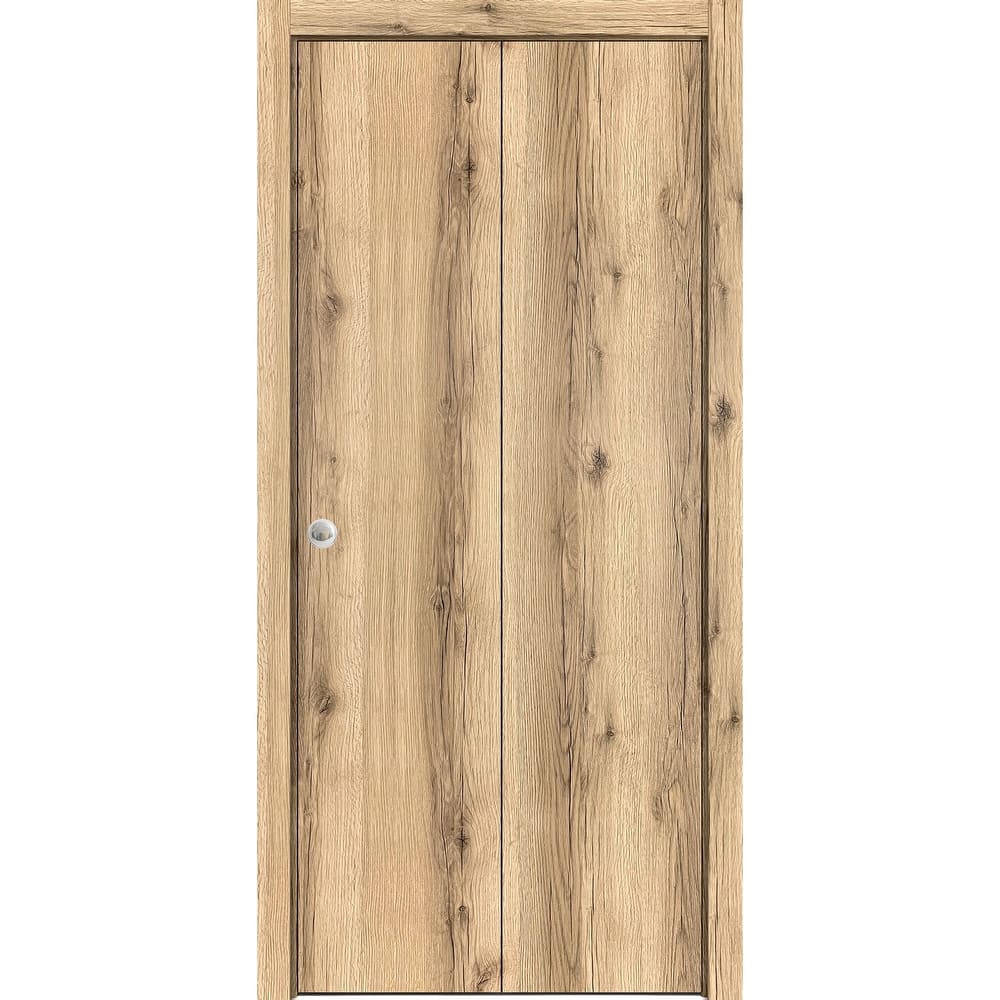 Sliding Closet Bi-fold Doors 36 x 80 inches | Planum 0010 Oak | Sturdy Tracks Moldings Trims Hardware Set