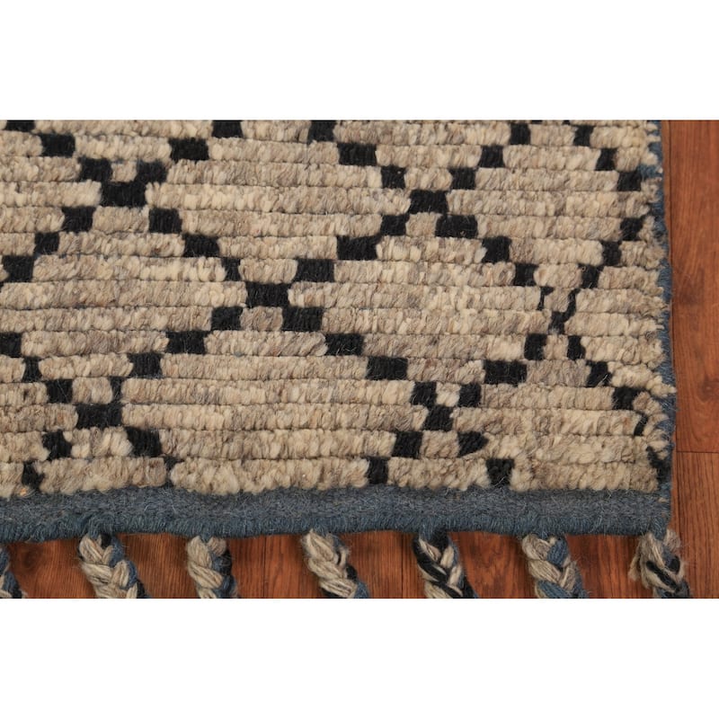 Moroccan Oriental Foyer Rug Hand-Knotted Beige / Ivory Wool Carpet - 2'0"x 3'0"