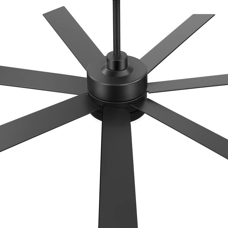 72-inch 7-Blade Matte Black Ceiling Fan with Light and Remote