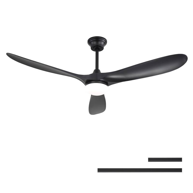 60 Inch Ceiling Fan with Lights 2 Downrods, 3 ABS Fan Blades, High CFM Quiet Energy Efficient DC Motor