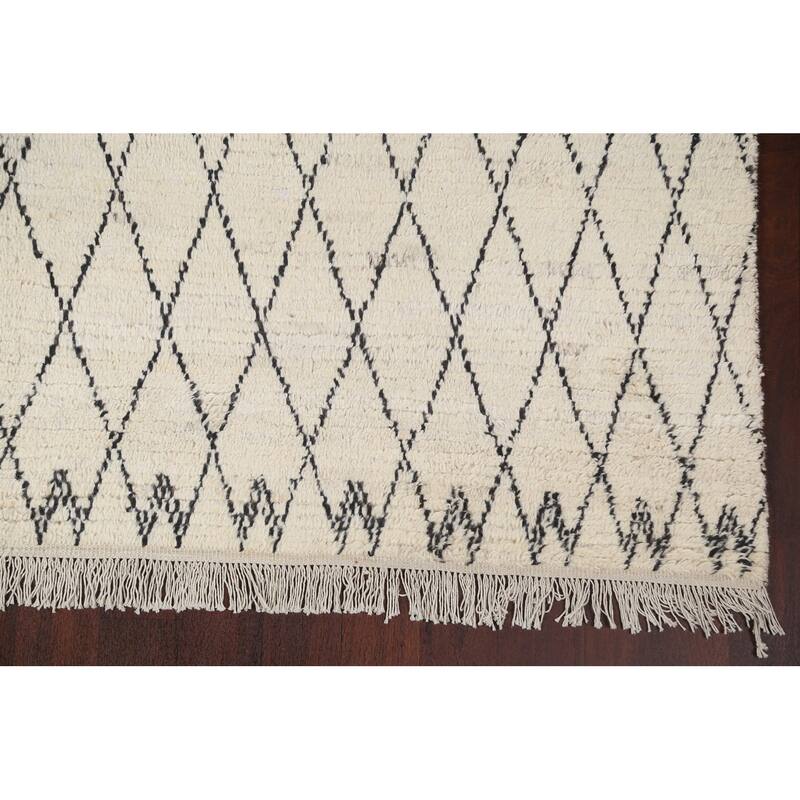 Trellis Moroccan Oriental Wool Area Rug Hand-knotted Home Decor Carpet - 8'0" x 10'5"