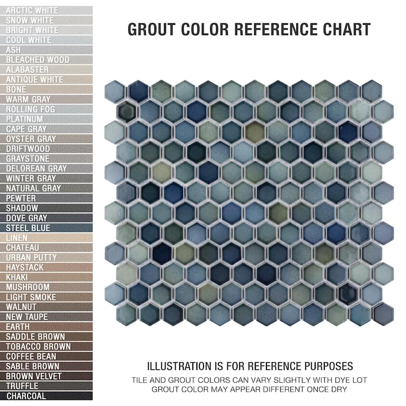 Merola Tile Hudson 1" Hex Atlantis 11-7/8" x 13-1/4" Porcelain Mosaic Floor and Wall Tile