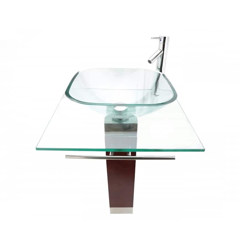 Glass Pedestal Sink Bohemia with Chrome Faucet, Pop Up Drain and Towel Bar Renovators Supply