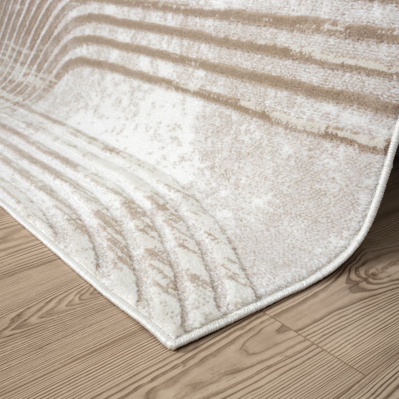 Abani Viva VIV110A Neutral Cream Mid-Century Modern Retro Arch Pattern Area Rug