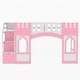preview thumbnail 4 of 7, Twin Size Pink Castles Loft Bed with Storage Staircase, Safety Fences