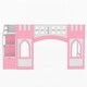 preview thumbnail 10 of 10, Twin Size Low Loft Bed with Storage Staircase, Wood Loft Bed Frame with Full-Length Guardrails & Window, for Kids Teens, Pink