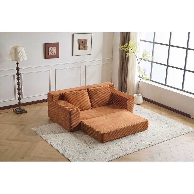 Loveseat Sofa, Comfortable Deep Seat Sofa Bed, Modern Small Corduroy Couch for Living Room Bedroom