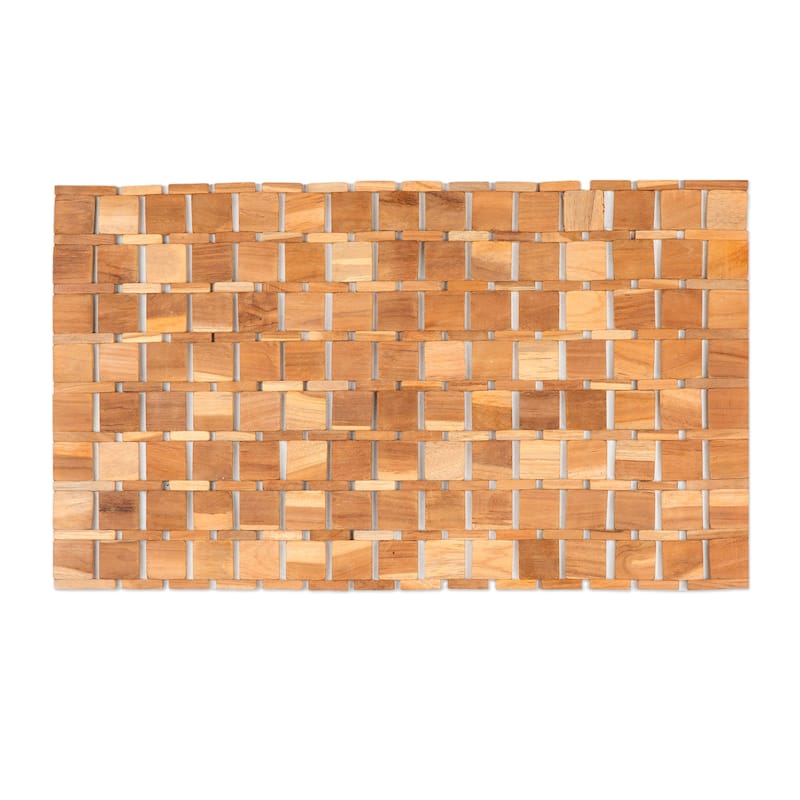 Novica Handmade Forests Cobblestone Teak Wood Mat