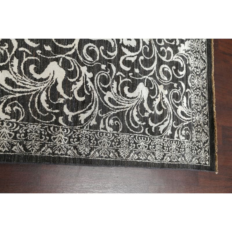 Wool/ Silk Vegetable Dye Floral Versace Oriental Area Rug Handmade - 8'11" x 12'2"