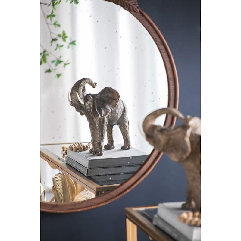 30"x30" Round Hand Carved Rose Antique Mirror Frame, Wall Mirror for Live space, Bathroom, Entryway Wall Decor