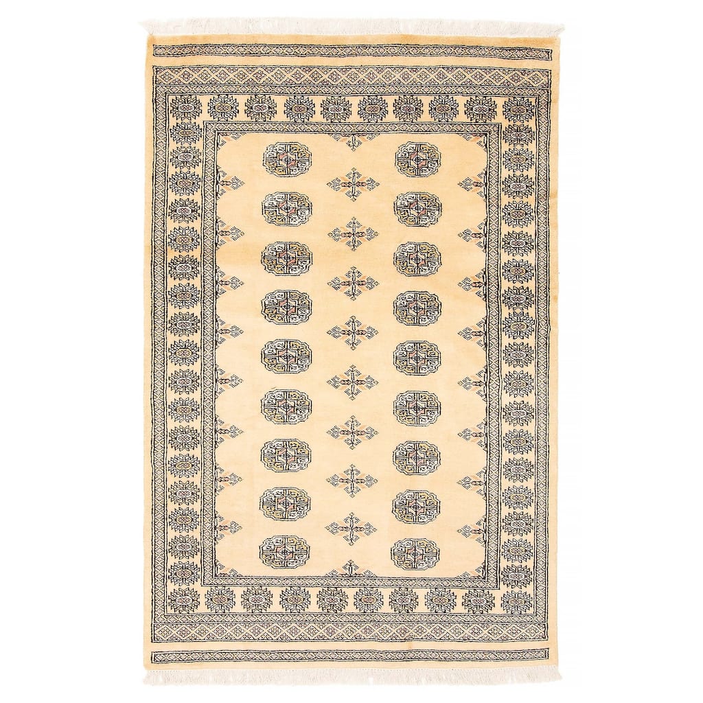 ECARPETGALLERY Hand-knotted Finest Peshawar Bokhara Beige Wool Rug - 4'0 x 6'1