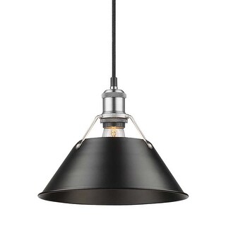 Yep by Golden Lighting Orwell 1-light 10in Pendant in Pewter and Matte Black shade