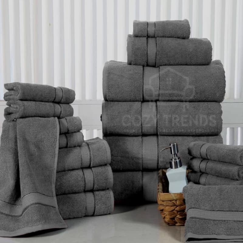 18PC Bath Towel Set 100% Long Stapled Cotton Thick Absorbent Soft 600 GSM