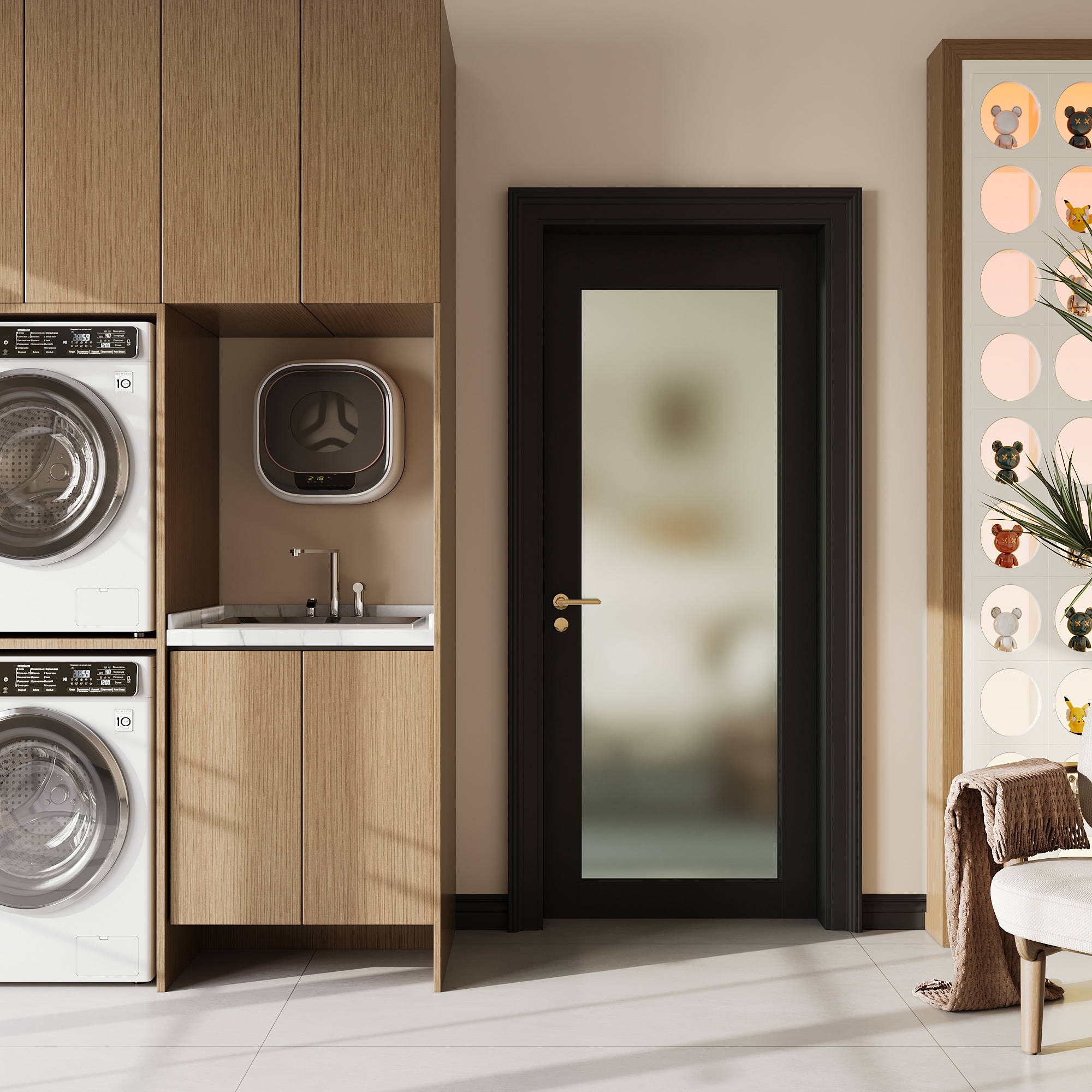 1-Lite Frosted Glass Interior Door for Pantry, Laundry, Closet, kitchen, Bypass, Pocket Slab Door w/o Hardware