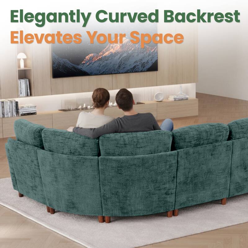 GDFStudio - Modular Chenille L-Shaped 159" 6-Seater Sectional Sofa with Storage & Cup Holders