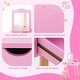 preview thumbnail 11 of 10, Pink Kid Vanity Table Chair Set with Mirror and 2 Large Storage Drawers Perfect for Holiday Gift - 28" x 13" x 39" (L x W x H)