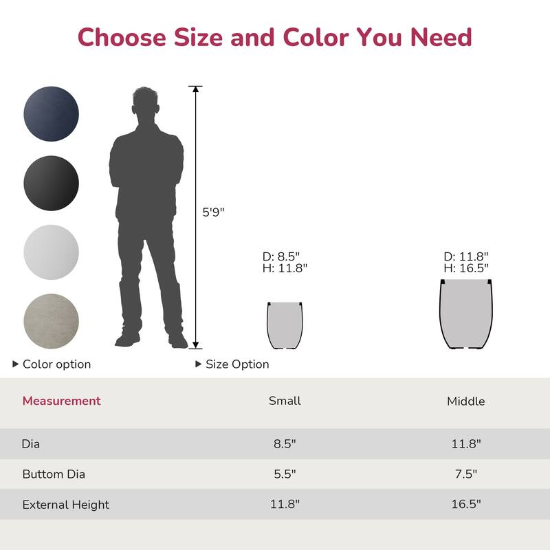 Concrete Tall Round Planter / Pot with Drainage Holes