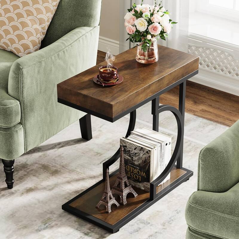 Narrow Side Table End Table Modern Bedside Tables Small Chairside Table for Couch, Sofa Table for Living Room