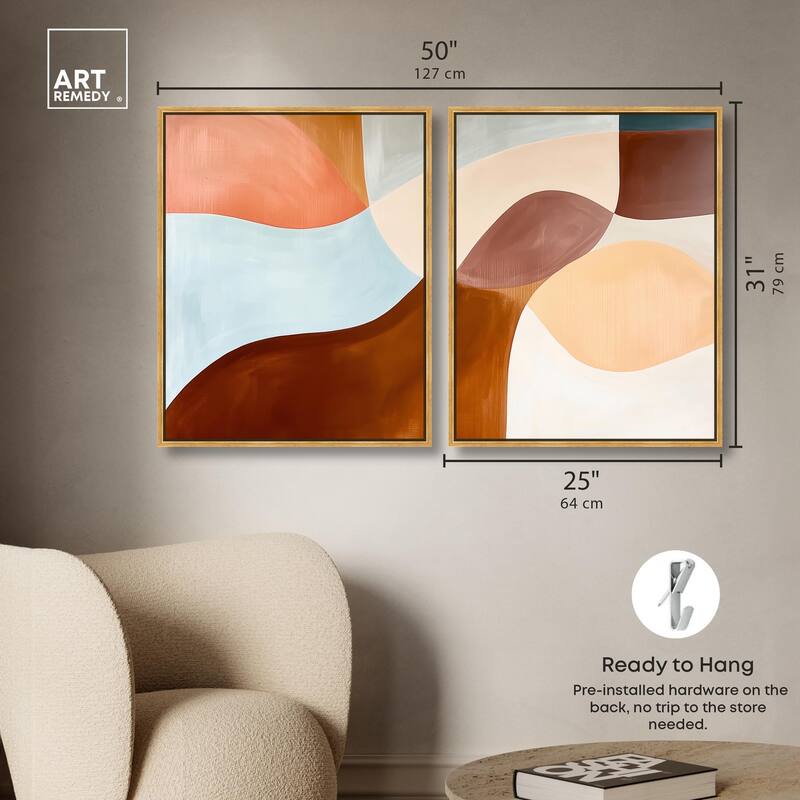 Shapes Revisited II Canvas Set of 2 by Art Remedy