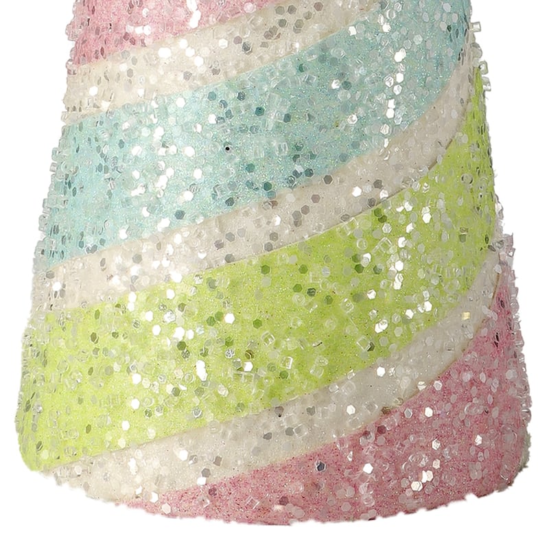 Set of 2 Glittered Candy Stripe Cone Christmas Trees 20" - under-3-feet