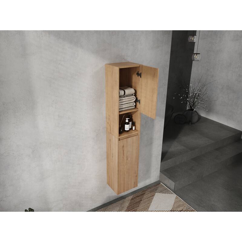 Modern Floating Bathroom Cabinet with Reversible Door & Soft-Close Hinges, Wall-Mounted Side Cabinet Storage Cabinet