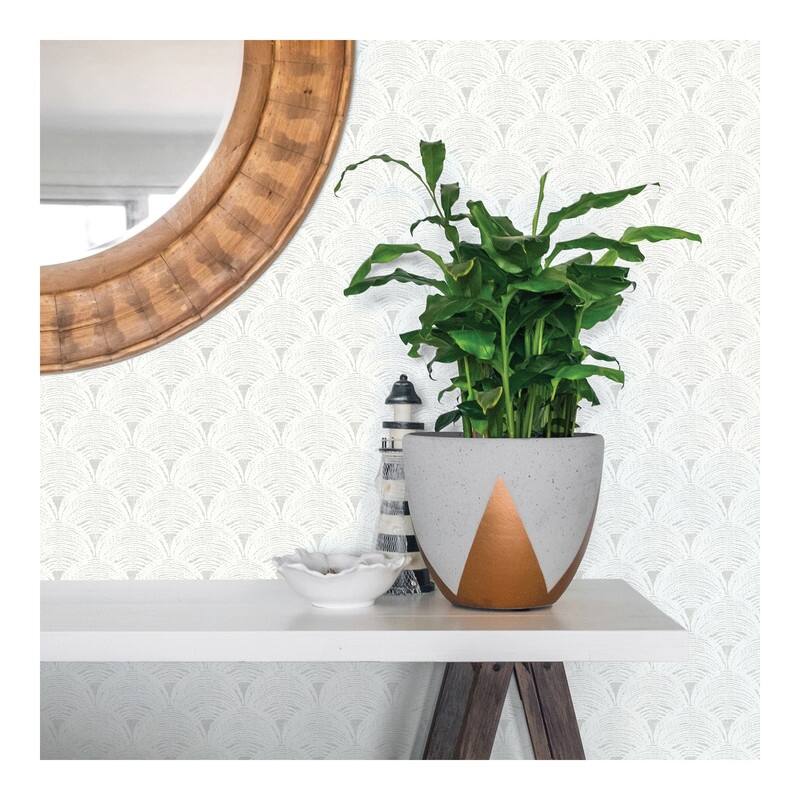 Chesapeake Santiago Grey Scalloped Wallpaper - 20.5 x 396 x 0.025