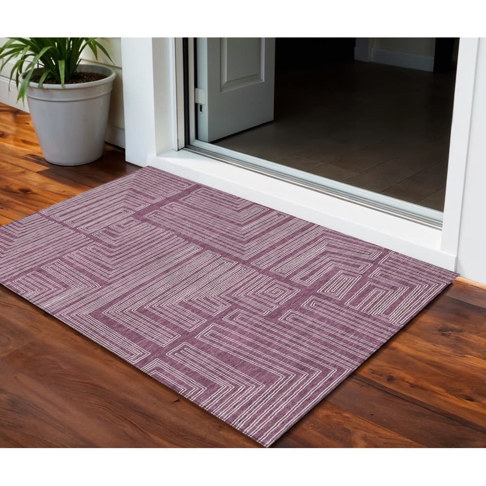 HomeRoots Geometric Transitional Rectangle Outdoor Rug